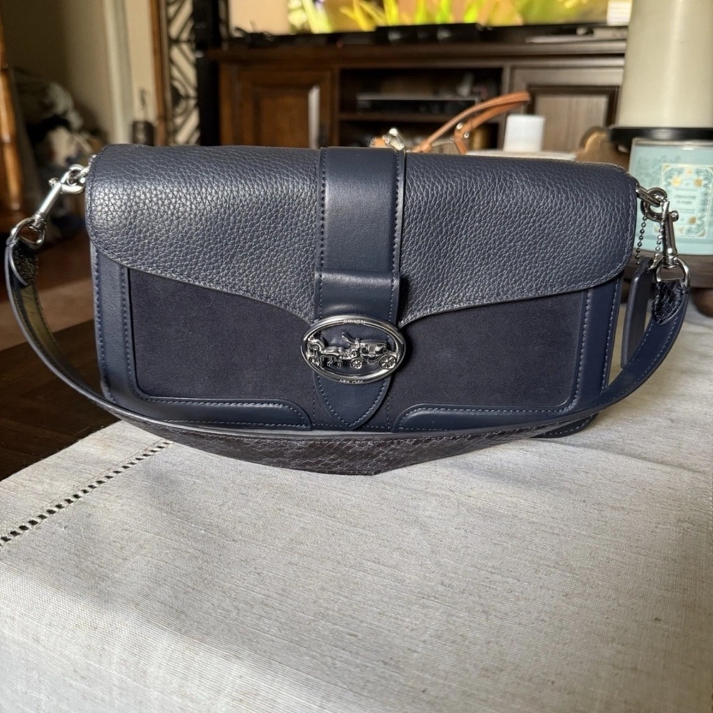 Coach Midnight Blue Leather Shoulder Bag